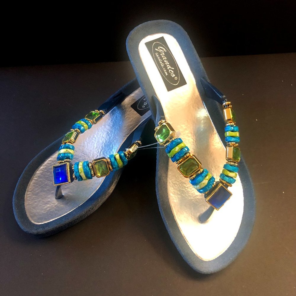 Grandco Sandals ~ Jade ~ Dark Blue Sole